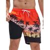 imageSILKWORLD Mens Swim Trunks Quick Dry Swimming Shorts with Compression Liner and Zipper Pockets7Orange Gradient Coconut Tree