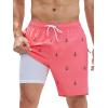 imageSILKWORLD Mens Swim Trunks Quick Dry Swimming Shorts with Compression Liner and Zipper Pockets7Pink Anchor