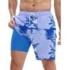 imageSILKWORLD Mens Swim Trunks Quick Dry Swimming Shorts with Compression Liner and Zipper Pockets7Purple Coconut Tree
