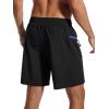 imageSILKWORLD Mens Swim Trunks with Compression Liner 2 in 1 Quick Dry Bathing Suit Beach Shorts with Zipper Pockets7inchBlack Blue Lining