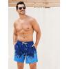 imageSILKWORLD Mens Swim Trunks with Compression Liner 2 in 1 Quick Dry Bathing Suit Beach Shorts with Zipper PocketsA01 Navy Blue Leaves
