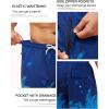 imageSILKWORLD Mens Swim Trunks with Compression Liner 2 in 1 Quick Dry Bathing Suit Beach Shorts with Zipper PocketsA01 Navy Blue Leaves