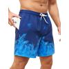 imageSILKWORLD Mens Swim Trunks with Compression Liner 2 in 1 Quick Dry Bathing Suit Beach Shorts with Zipper PocketsA01 Navy Blue Leaves