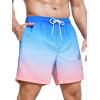 imageSILKWORLD Mens Swim Trunks with Compression Liner 2 in 1 Quick Dry Bathing Suit Beach Shorts with Zipper PocketsA03 Blue Pink Gradient
