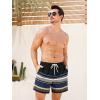 imageSILKWORLD Mens Swim Trunks with Compression Liner 2 in 1 Quick Dry Bathing Suit Beach Shorts with Zipper PocketsA04 Tibetan Blue Stripes
