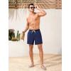 imageSILKWORLD Mens Swim Trunks with Compression Liner 2 in 1 Quick Dry Bathing Suit Beach Shorts with Zipper PocketsA06 Navy