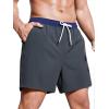 imageSILKWORLD Mens Swim Trunks with Compression Liner 2 in 1 Quick Dry Bathing Suit Beach Shorts with Zipper PocketsA07 Charcoal Gray