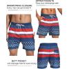 imageSILKWORLD Mens Swim Trunks with Compression Liner 2 in 1 Quick Dry Bathing Suit Beach Shorts with Zipper PocketsAmerican Flag