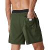 imageSILKWORLD Mens Swim Trunks with Compression Liner 2 in 1 Quick Dry Bathing Suit Beach Shorts with Zipper PocketsArmy Green