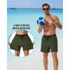 imageSILKWORLD Mens Swim Trunks with Compression Liner 2 in 1 Quick Dry Bathing Suit Beach Shorts with Zipper PocketsArmy Green