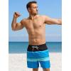 imageSILKWORLD Mens Swim Trunks with Compression Liner 2 in 1 Quick Dry Bathing Suit Beach Shorts with Zipper PocketsBlack  Blue Stripes