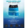 imageSILKWORLD Mens Swim Trunks with Compression Liner 2 in 1 Quick Dry Bathing Suit Beach Shorts with Zipper PocketsBlack  Blue Stripes