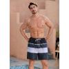 imageSILKWORLD Mens Swim Trunks with Compression Liner 2 in 1 Quick Dry Bathing Suit Beach Shorts with Zipper PocketsBlack  Grey Stripes