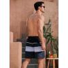 imageSILKWORLD Mens Swim Trunks with Compression Liner 2 in 1 Quick Dry Bathing Suit Beach Shorts with Zipper PocketsBlack  Grey Stripes