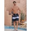 imageSILKWORLD Mens Swim Trunks with Compression Liner 2 in 1 Quick Dry Bathing Suit Beach Shorts with Zipper PocketsBlack Grey Stripes