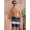 imageSILKWORLD Mens Swim Trunks with Compression Liner 2 in 1 Quick Dry Bathing Suit Beach Shorts with Zipper PocketsBlack Grey Stripes