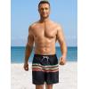 imageSILKWORLD Mens Swim Trunks with Compression Liner 2 in 1 Quick Dry Bathing Suit Beach Shorts with Zipper PocketsBlack Stripes
