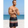 imageSILKWORLD Mens Swim Trunks with Compression Liner 2 in 1 Quick Dry Bathing Suit Beach Shorts with Zipper PocketsBlack Stripes