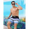 imageSILKWORLD Mens Swim Trunks with Compression Liner 2 in 1 Quick Dry Bathing Suit Beach Shorts with Zipper PocketsBlack White Blue Stripe