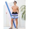 imageSILKWORLD Mens Swim Trunks with Compression Liner 2 in 1 Quick Dry Bathing Suit Beach Shorts with Zipper PocketsBlack White Blue Stripe