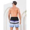 imageSILKWORLD Mens Swim Trunks with Compression Liner 2 in 1 Quick Dry Bathing Suit Beach Shorts with Zipper PocketsBlack White Blue Stripe