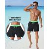 imageSILKWORLD Mens Swim Trunks with Compression Liner 2 in 1 Quick Dry Bathing Suit Beach Shorts with Zipper PocketsBlackgreen Waistband