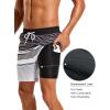 imageSILKWORLD Mens Swim Trunks with Compression Liner 2 in 1 Quick Dry Bathing Suit Beach Shorts with Zipper PocketsBlackwhite Stripes