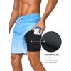 imageSILKWORLD Mens Swim Trunks with Compression Liner 2 in 1 Quick Dry Bathing Suit Beach Shorts with Zipper PocketsBlue Gradient