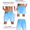 imageSILKWORLD Mens Swim Trunks with Compression Liner 2 in 1 Quick Dry Bathing Suit Beach Shorts with Zipper PocketsBlue Gradient