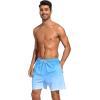 imageSILKWORLD Mens Swim Trunks with Compression Liner 2 in 1 Quick Dry Bathing Suit Beach Shorts with Zipper PocketsBlue Gradient