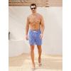imageSILKWORLD Mens Swim Trunks with Compression Liner 2 in 1 Quick Dry Bathing Suit Beach Shorts with Zipper PocketsBlue Vertical Stripes