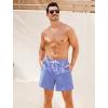 imageSILKWORLD Mens Swim Trunks with Compression Liner 2 in 1 Quick Dry Bathing Suit Beach Shorts with Zipper PocketsBlue Vertical Stripes