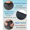imageSILKWORLD Mens Swim Trunks with Compression Liner 2 in 1 Quick Dry Bathing Suit Beach Shorts with Zipper PocketsDark Gray