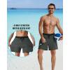 imageSILKWORLD Mens Swim Trunks with Compression Liner 2 in 1 Quick Dry Bathing Suit Beach Shorts with Zipper PocketsDark Gray