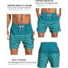 imageSILKWORLD Mens Swim Trunks with Compression Liner 2 in 1 Quick Dry Bathing Suit Beach Shorts with Zipper PocketsDark Green Stripes