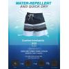 imageSILKWORLD Mens Swim Trunks with Compression Liner 2 in 1 Quick Dry Bathing Suit Beach Shorts with Zipper PocketsDark Greenlight Blue Stripes