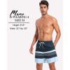 imageSILKWORLD Mens Swim Trunks with Compression Liner 2 in 1 Quick Dry Bathing Suit Beach Shorts with Zipper PocketsDark Greenlight Blue Stripes