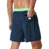 imageSILKWORLD Mens Swim Trunks with Compression Liner 2 in 1 Quick Dry Bathing Suit Beach Shorts with Zipper PocketsDark Navy