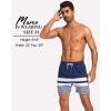 imageSILKWORLD Mens Swim Trunks with Compression Liner 2 in 1 Quick Dry Bathing Suit Beach Shorts with Zipper PocketsDark Navywhite Stripes