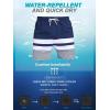 imageSILKWORLD Mens Swim Trunks with Compression Liner 2 in 1 Quick Dry Bathing Suit Beach Shorts with Zipper PocketsDark Navywhite Stripes