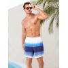 imageSILKWORLD Mens Swim Trunks with Compression Liner 2 in 1 Quick Dry Bathing Suit Beach Shorts with Zipper PocketsGradient White Blue Navy