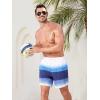 imageSILKWORLD Mens Swim Trunks with Compression Liner 2 in 1 Quick Dry Bathing Suit Beach Shorts with Zipper PocketsGradient White Blue Navy