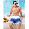 imageSILKWORLD Mens Swim Trunks with Compression Liner 2 in 1 Quick Dry Bathing Suit Beach Shorts with Zipper PocketsGradient White Blue Navy