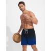 imageSILKWORLD Mens Swim Trunks with Compression Liner 2 in 1 Quick Dry Bathing Suit Beach Shorts with Zipper PocketsGradientblacknavy Blue