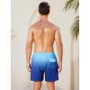 imageSILKWORLD Mens Swim Trunks with Compression Liner 2 in 1 Quick Dry Bathing Suit Beach Shorts with Zipper PocketsGradientblue Pinstripe