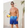 imageSILKWORLD Mens Swim Trunks with Compression Liner 2 in 1 Quick Dry Bathing Suit Beach Shorts with Zipper PocketsGradientblue Pinstripe