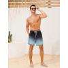 imageSILKWORLD Mens Swim Trunks with Compression Liner 2 in 1 Quick Dry Bathing Suit Beach Shorts with Zipper PocketsGradientnavy Blue