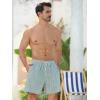 imageSILKWORLD Mens Swim Trunks with Compression Liner 2 in 1 Quick Dry Bathing Suit Beach Shorts with Zipper PocketsGraywhite Vertical Stripe