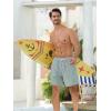 imageSILKWORLD Mens Swim Trunks with Compression Liner 2 in 1 Quick Dry Bathing Suit Beach Shorts with Zipper PocketsGraywhite Vertical Stripe