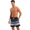 imageSILKWORLD Mens Swim Trunks with Compression Liner 2 in 1 Quick Dry Bathing Suit Beach Shorts with Zipper PocketsGraywhiteblue